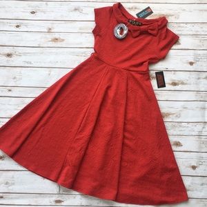 Lindy Bop Swing Dress Red Jacquard